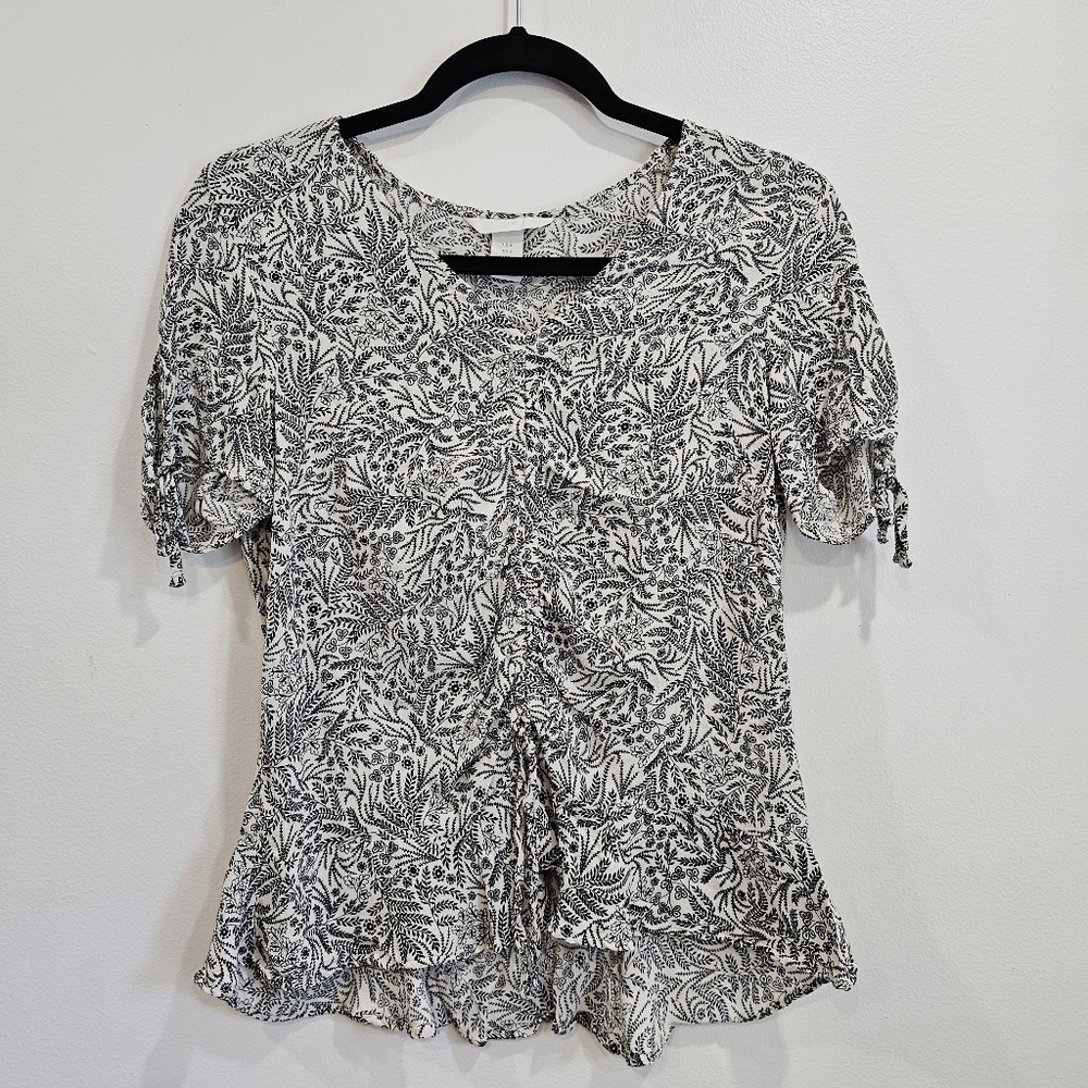 Women's H&M Ruched Floral Print Blouse Size 6